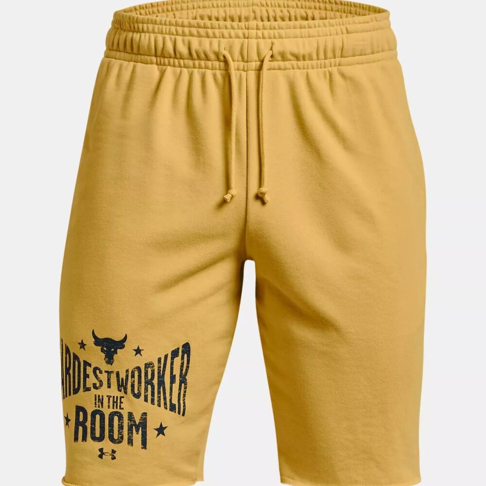 Under Armour Men's Project Rock Terry Shorts 1370459-760 Field Yellow NWT